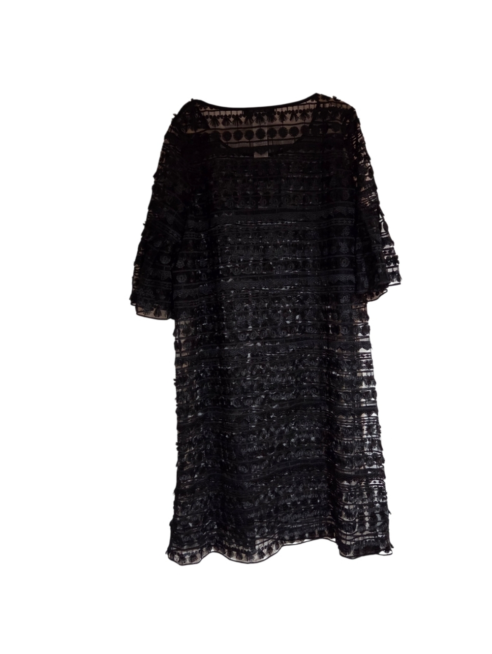 Marina Rinaldi Diaspro Black Tulle Shift Dress Shell Size 18 No Slip $765 - Picture 2 of 9
